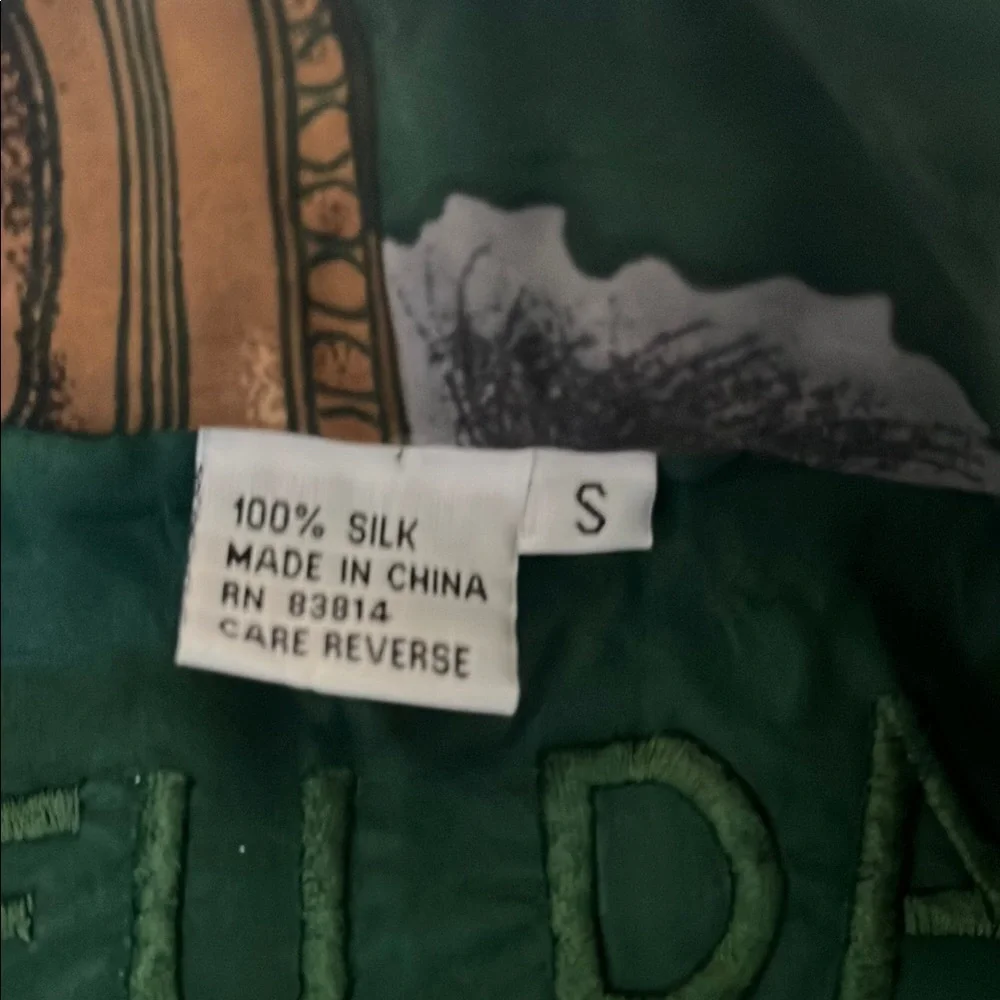 FUDA International Vintage Green Silk Greek Multicolor Patterned Jacket
